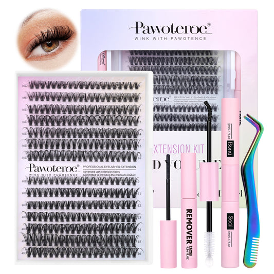 Lash Extension Kit 280pcs Individual Lash Clusters Kit 30D 40D Cluster Eyelash Extensions Kit